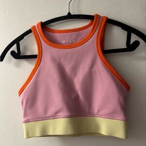 WILO Pink and Orange Racerback Crop Top